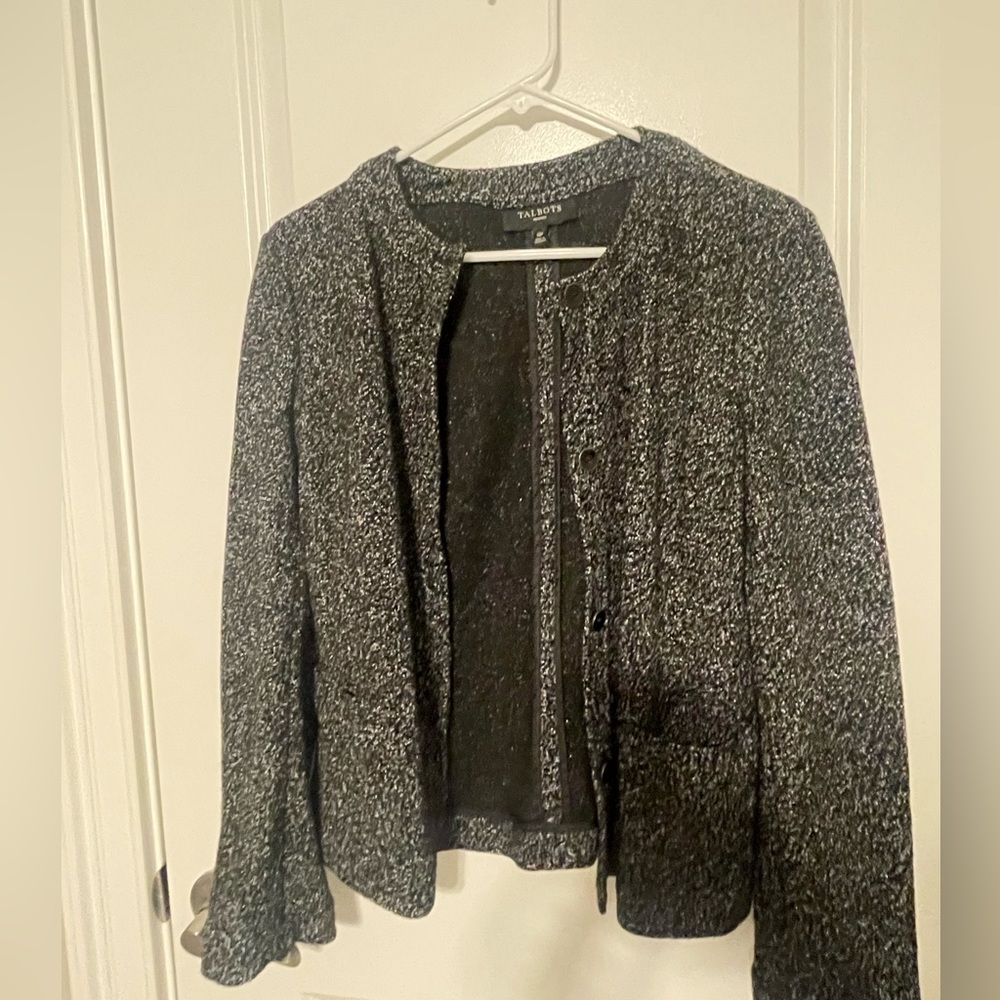 Like New Talbots black/white 12P tailored sweater/ blazer/ jacket